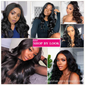 WKSwigs 13*4 Body Wave Glueless Swiss Lace Frontal Wig Brazilian Human Hair Free Samples Real Virgin Body Wave Lace Front Wig